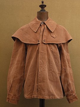 mid 20th c. brown cotton canvas cape jacket