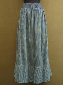1900's indigo striped cotton long skirt