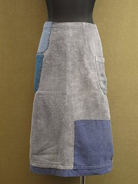 mid 20th c. blue linen apron 