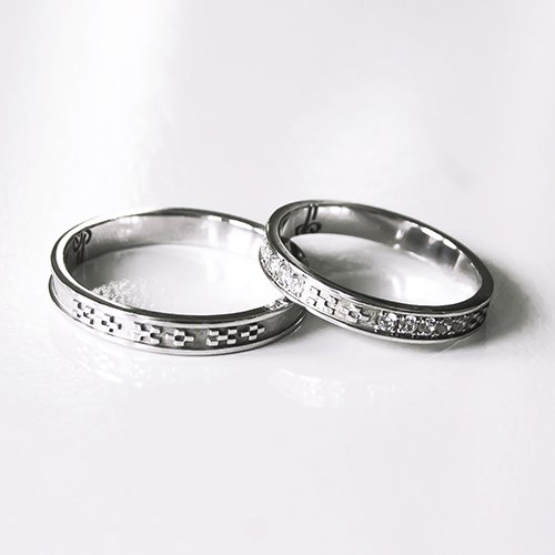 沖縄ミンサー結婚指輪10ピースダイヤモンド3