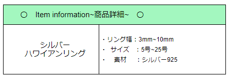 ハワイアンリング詳細
