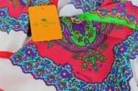 Etro Milano Italy Silk Scarf Square Red Green Pink White Purple Italian Paisley