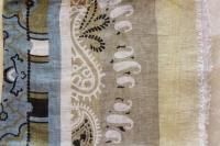 Etro Milano Italy Linen Long Scarf Paisley Blue Green Beige Black Italian Smokey