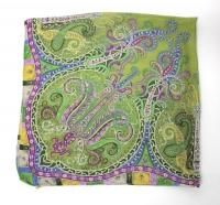 Womens Etro Green Paisley Print Silk Scarf NWTS