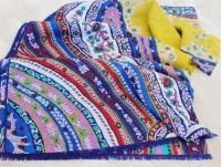 $340 Etro Milano Italy Long Scarf Paisley Yellow Blue Brick Red Green Silk Wool