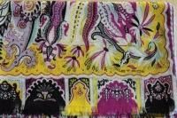 $360 Etro Milano Italy Long Scarf Paisley Silk/Wool Yellow Magenta/Purple Black