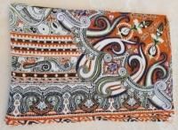 Etro (Milano Italy) Long Scarf Burnt Orange Gray Green Linen Blend Italian Ivory