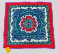 Etro Milano Italy Silk Paisley Scarf Square Red Blue Green White Purple Italian