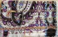$470 Etro Milano Italy Silk Paisley Long Scarf Purple Black Gold Green Metallic