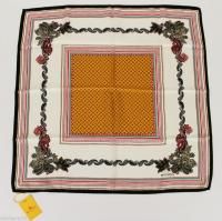 Etro Milano Italy Silk Scarf Square Black White Gold Paisley Red Green 