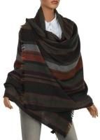 NEW ETRO MILANO LUXURY 100% WOOL STRIPED PATERN LOGO OVERSIZED XLARGE SCARF WRAP