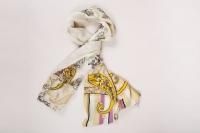 Etro NWT Cream Multicolor Silk Embellished Embroidered Scarf Wrap