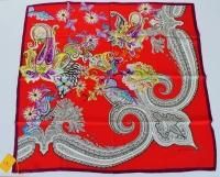 ~$400 Etro (Milano, Italy) Silk Scarf Square Italian Red Paisley Floral