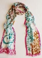 $310 Etro Milano Long Scarf Made in Italy Linen Silk Teal Blue Fuchsia Brown