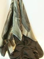 $670 Etro (Milano Italy) Black & Green Metallic Evening Shawl Scarf Silk Gold