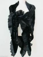 $1,050 Etro Milano Italy Black Velvet Shawl Scarf Evening Triangle XL Silk Large