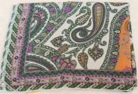 $380 Etro Milano Italy Long Scarf Shawl Paisley Green Orange Purple Wool Silk