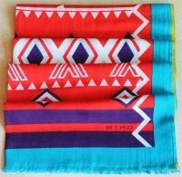 $400 Etro Milano Scarf Made in Italy Geometric Wool Silk Red Blue White Green