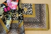 $360 Etro Milano Italy Silk Scarf Square Muted Chartreuse Black Floral Italian