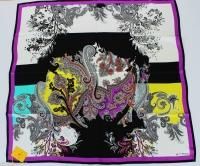 $380 Etro (Milano Italy) Silk Scarf Square Multi-color Italian Black Paisley New
