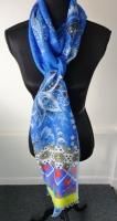 Etro NWT Colorful Blue Print Oblong Long Scarf Wrap Shawl Retail $325.