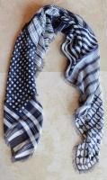 $460 Etro Milano Large Scarf Made in Italy 100% Silk Blue White Square Striped