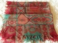 $600 Etro Milano Italy Large Square Scarf Paisley Brick-Red / Teal-Blue / Orange