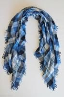 $770 Etro Milano Shawl Wrap Scarf Made in Italy Blue Large Square Plaid Cashmere