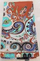 $360 Etro Milano Italy Silk Scarf Square Paisley Copper Brown Teal Blue Purple