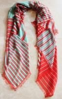 $460 Etro Milano Large Scarf Made in Italy 100% Silk Red Green Square Striped