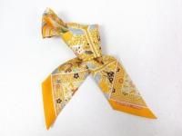 Auth HERMES New Silk 100% Twilly Womens Scarf Orange Multicolor