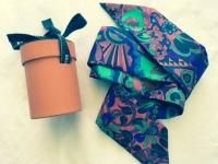 Authentic Hermes Twilly Silk Scarf Green Purple Blue Red Jewel Tones SAVE!