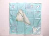 Auth HERMES New Silk 100% Womens Scarf Green Multicolor