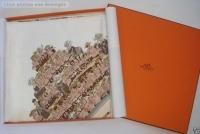 New Authentic HERMES Cirque Molier Beige White 100% Silk Shawl Scarf 90cm