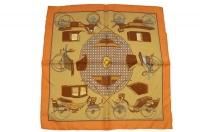 Authentic HERMES MINI Silk Scarf with Box - Les Voitures A Transformation