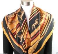 New Authentic HERMES SEQUENCES Black 100% Silk Shawl Scarf free ship