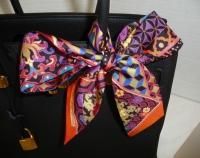 Hermes Paris Imperiales Collection Orange Pink 100% Silk Twilly Twill Scarf NEW