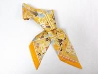Auth HERMES New 100% Silk Twilly Womens Scarf Yellow Multicolor
