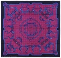 NEW Authentic Hermes Silk Scarf MORS ET GOURMETTES REMIX Blue 90cm