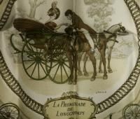 NIB Vintage Beautiful HERMES LA PROMENADE LONGCHAMPS carre scarf 100 Silk FRANCE
