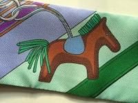 Authentic Hermes Brides et Gris Gris Twilly Silk Scarf w/ Rodeo Charm Motif RARE