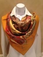ANNIE FAIVRE SALE! NEW 90cm authentic HERMES scarf L'ATLANTIDE shawl silk 1995