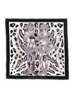 HERMES Black Multicolor Silk Twill MONSIEUR ET MADAME Handkerchief Scarf NEW