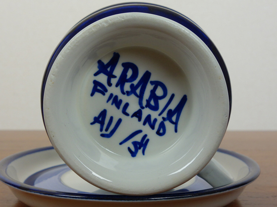 アラビア　ヴィンテージ　パユ ARABIA/アラビア Paju/パユ ティーカップ＆ソーサー ブルー 003