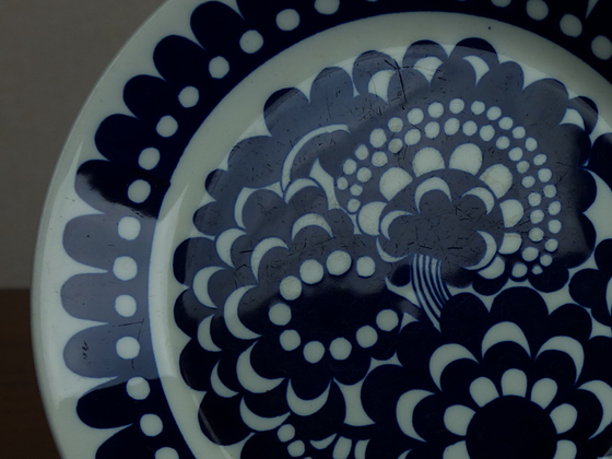 アラビア100周年記念プレート ビンテージ ARABIA/アラビア 100周年記念 プレート14cm ブルー 001|北欧