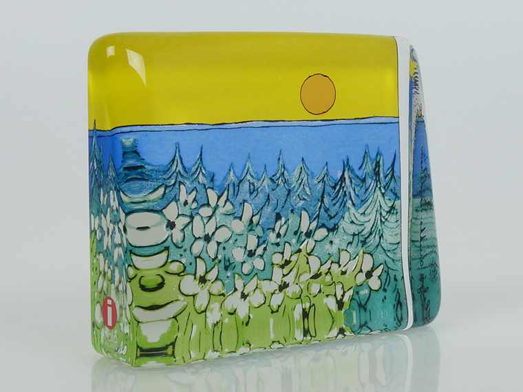 北欧の太陽と白い花のガラスカード(大)／iittala イッタラ