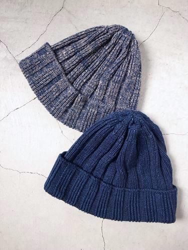 ROTOTO インディゴ&リネンニットキャップ unisex