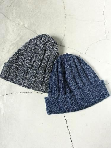 ROTOTO インディゴコットン×ウールニットキャップ unisex