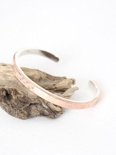 Slow Rise silver&copper bangle hammer finish unisex