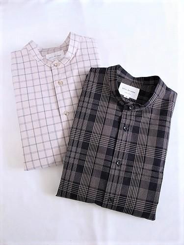 STILL BY HAND バンドカラーチェックシャツ mens